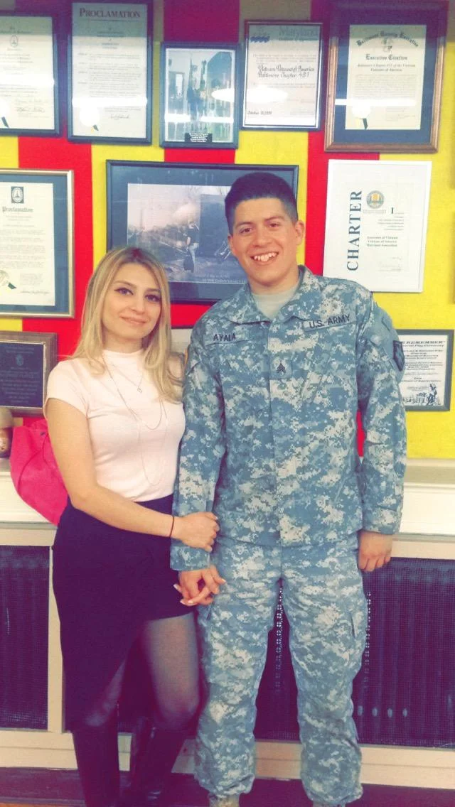 Amilcar Ayala with his wife during his Army service years.