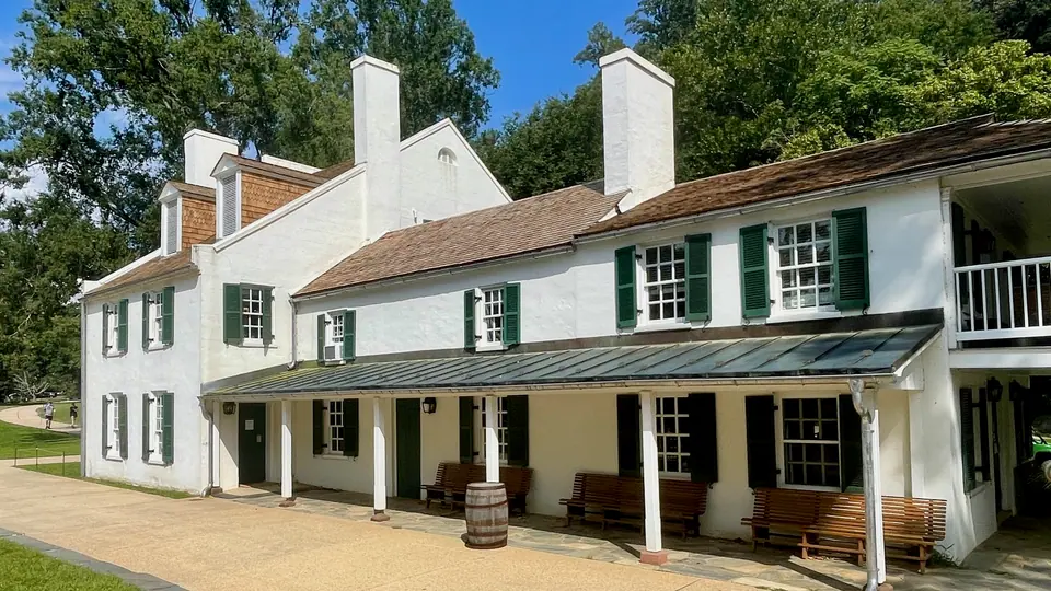 Great Falls Tavern beside the Chesapeake and Ohio Canal in Potomac, Maryland.
